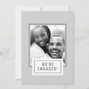 Photo Badge B/W Photo Grey Engagement Card