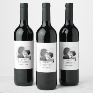 Photo Badge Engagement Announcement Wine Label