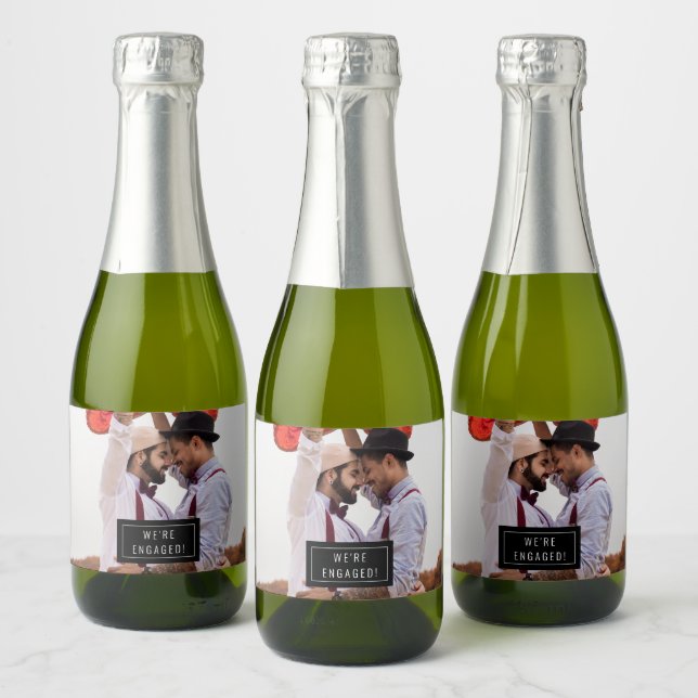 Photo Badge | Engagement | Mini Sparkling Wine Lab Sparkling Wine Label (Bottles)