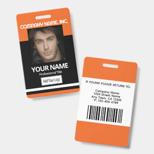 Photo Badge - Orange and Black ID Badge