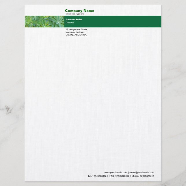 Photo Band - Leaves Customised Letterhead (Front)