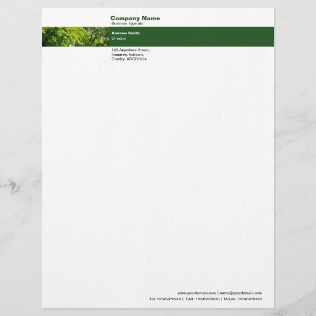Photo Band - Trees Personalized Letterhead (Front)
