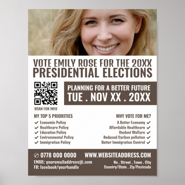 Photo Banner Political Campaigner Advertising Poster (Front)