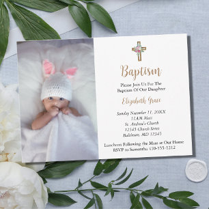 Photo Baptism Christening Baby Girl Baby Boy Invitation