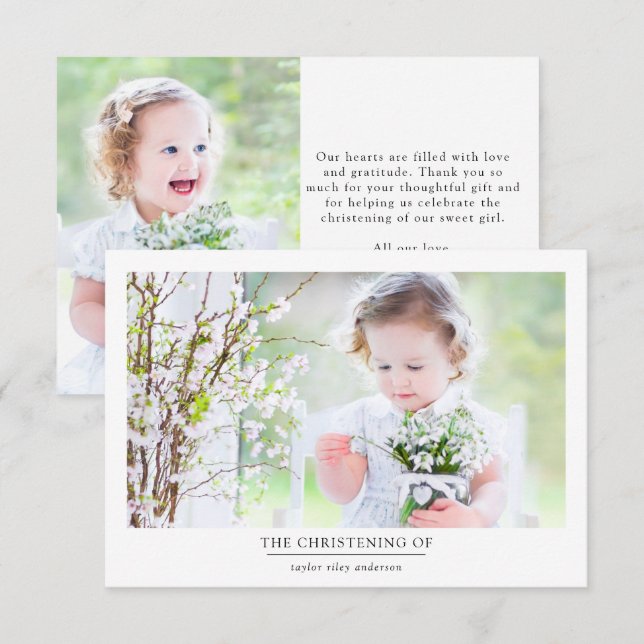 Photo Baptism Christening  Thank You Card (Front/Back)