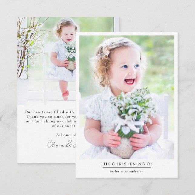 Photo Baptism Christening  Thank You Card (Front/Back)