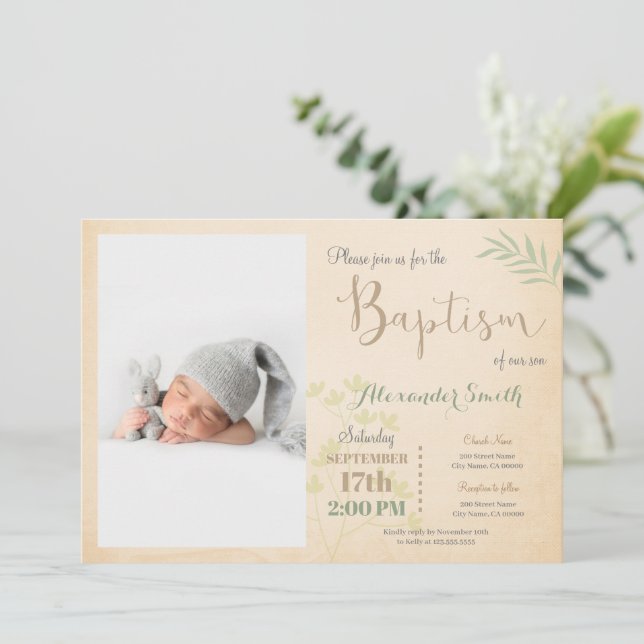 Photo Baptism Invitation (Standing Front)