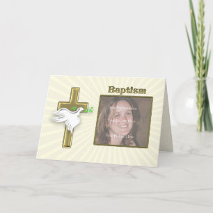 Photo Baptism invitation with a golden cross