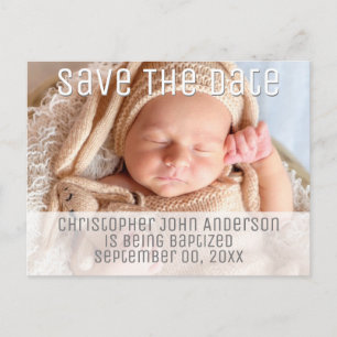 Photo baptism save the date minimalist plain DIY Announcement Postcard