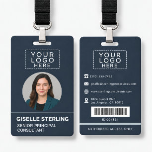 Photo Bar Code Employee Logo Name ID Badge