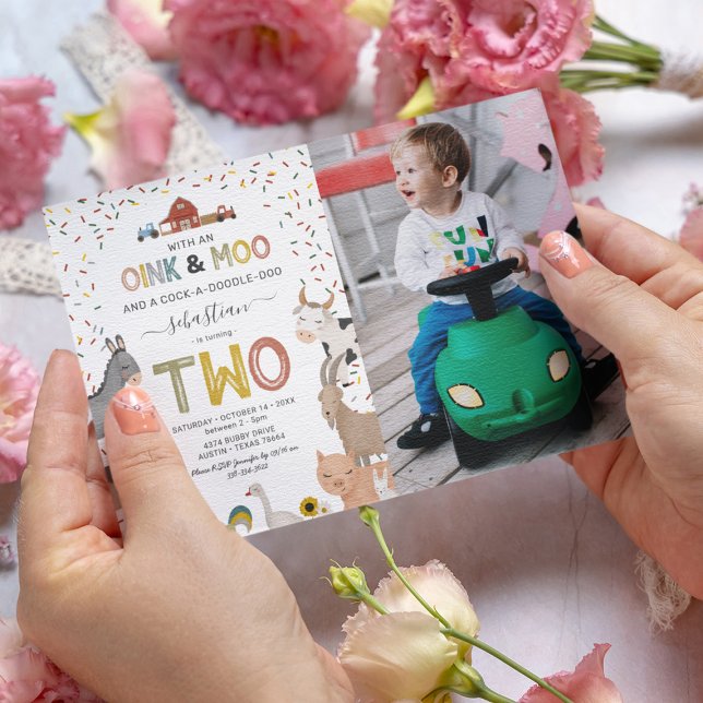 Photo Barnyard Farm 2nd Birthday Invitation (Creator Uploaded)