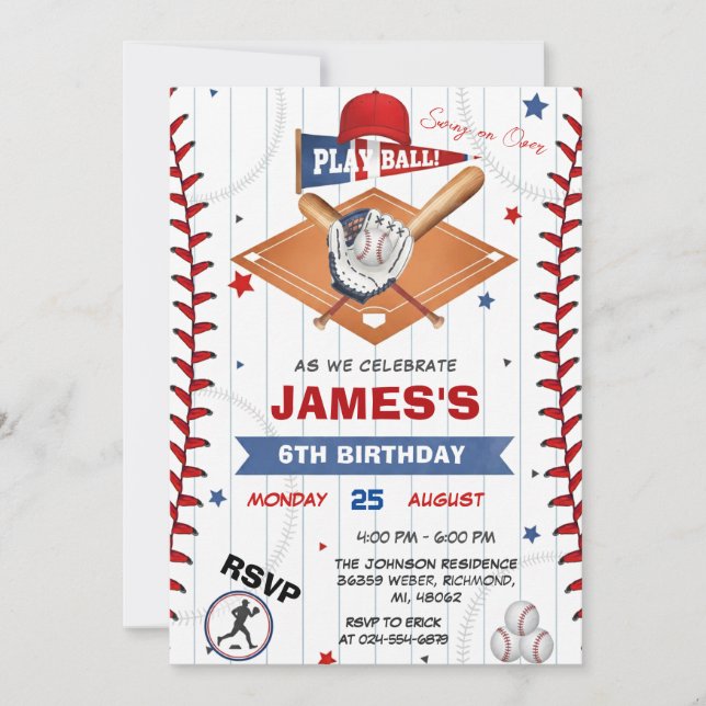 Photo Baseball Birthday Invitation (Front)