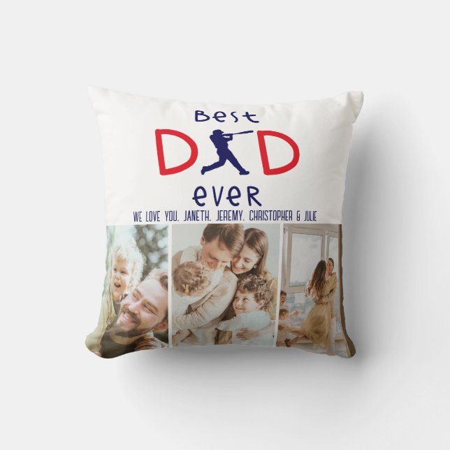 Photo Baseball Keepsake We Love You Fathers Day Cushion (Front)