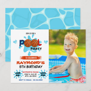 Photo Basketball Pool Party   Invitation