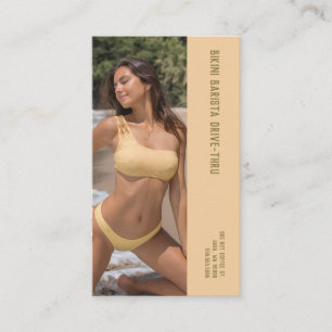 Photo Beach Bikini Barista Double Number Coffee Loyalty Card