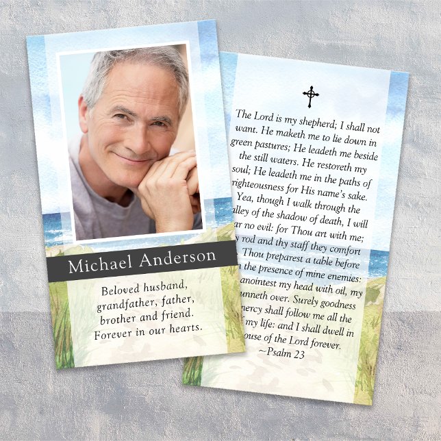 Photo Beach Cross Memorial Prayer Card (Creator Uploaded)