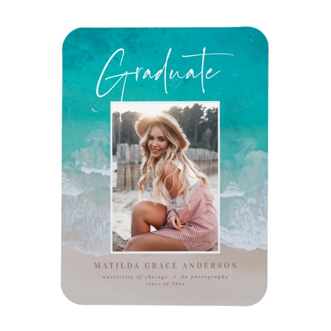 Photo beach ocean graduation announcement party magnet (Vertical)