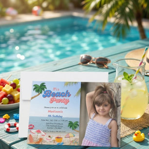 Photo beach party birthday, summer beach birthday  invitation