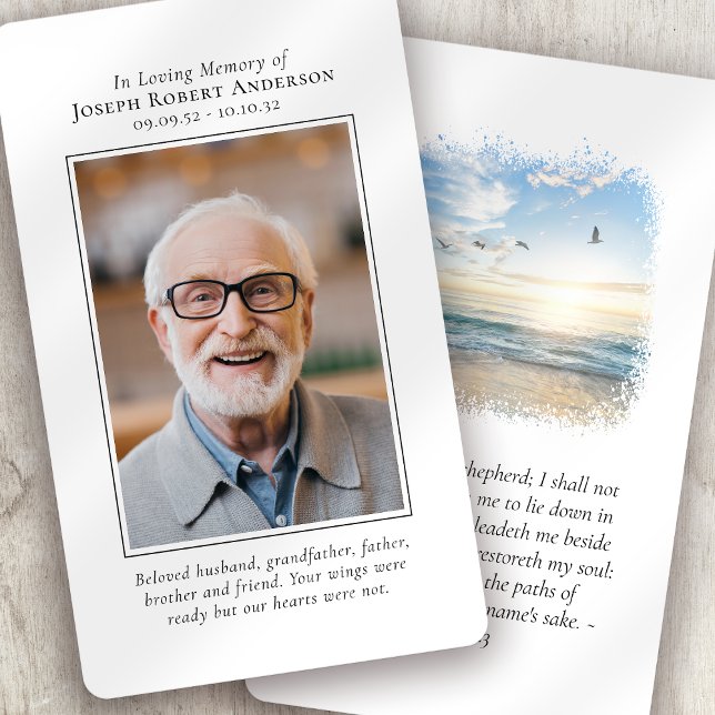 Photo Beach Sunrise Memorial Prayer Card (Creator Uploaded)