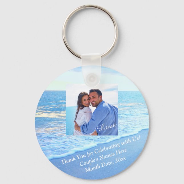Photo, Beach Themed Bridal Shower Favors, Wedding Key Ring (Front)