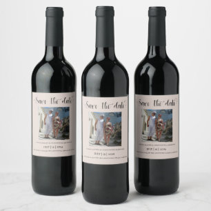 Photo Beige Couple Save the date Wine Label
