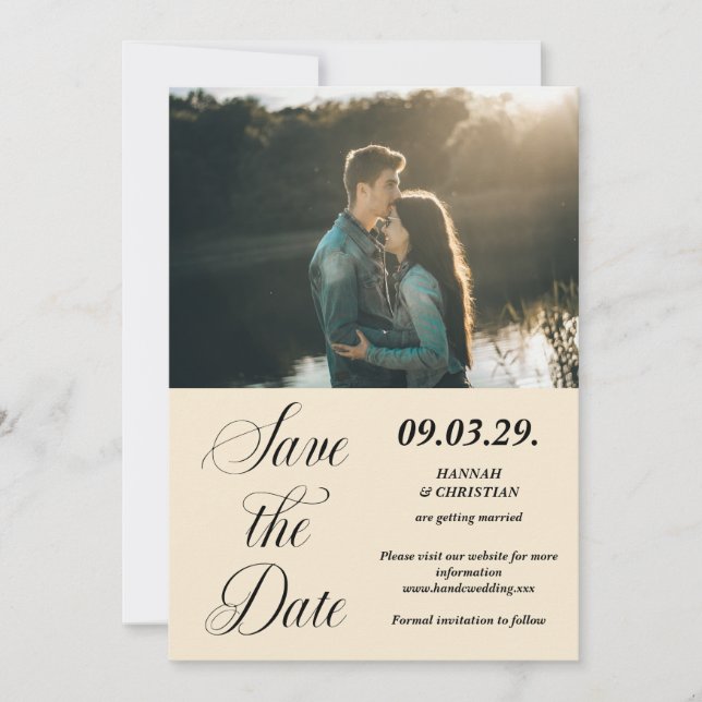 Photo Beige Minimalist Save the date (Front)