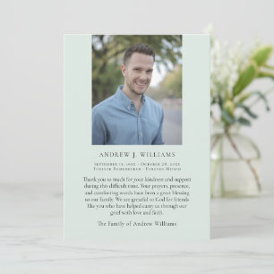 Photo Bereavement Sympathy Funeral Memorial Thank You Card