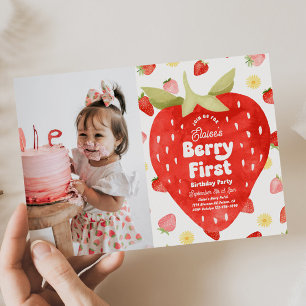 Photo Berry First Birthday Invitations