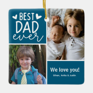 Photo Best Dad Ever Ceramic Ornament