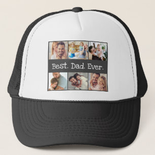 Photo Best Dad Ever Collage Black and White Trucker Hat