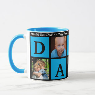 Photo BEST DADDY Collage Coffee Father's Day Black Mug