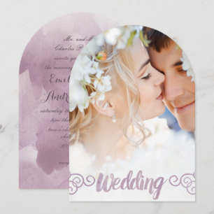 Photo Best Day Ever Lavender Watercolor Wedding Invitation