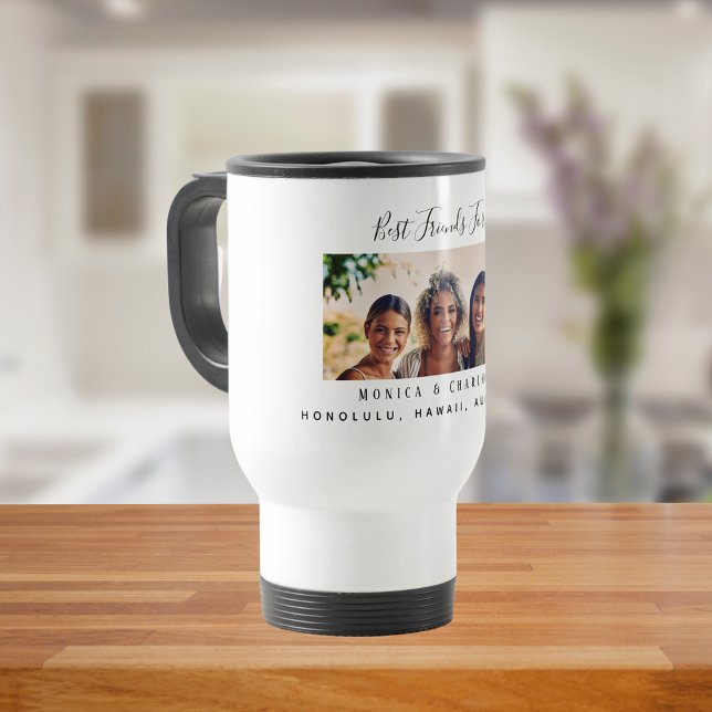 Photo best friends forever black white travel mug (Creator Uploaded)
