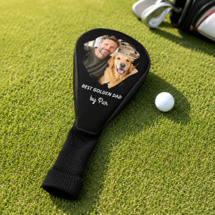 Photo best Golden dog dad father black Golf Head Cover