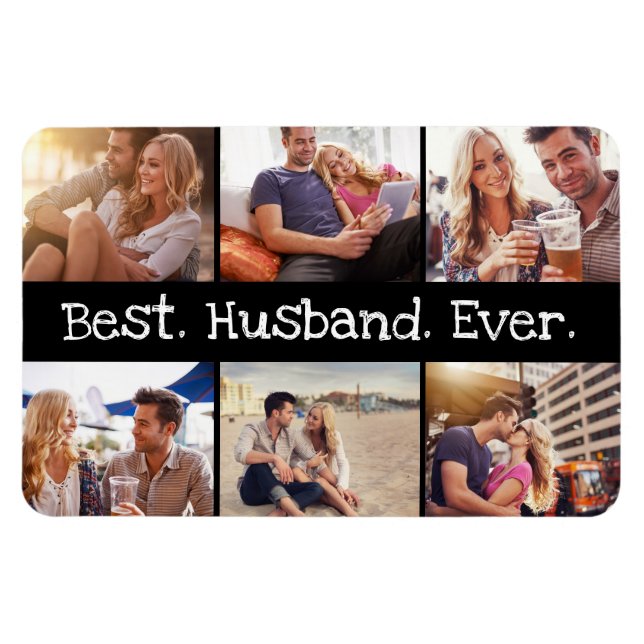 Photo Best Husband Ever Fun Personalised Black Magnet (Horizontal)