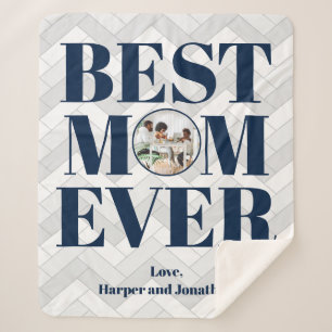 Photo Best Mum Ever Pattern Sherpa Blanket
