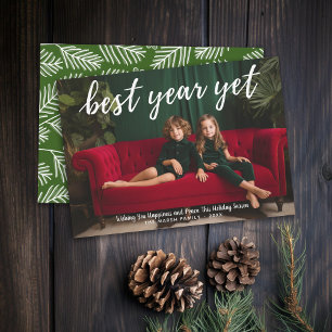 Photo - Best Year Yet Calligraphy white type Holiday Card