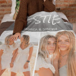 Photo | Bestie | Personalised | BFF Fleece Blanket<br><div class="desc">Discover the ultimate expression of cherished friendship with our Modern Bestie Blanket. Perfectly tailored for any occasion, it features a sophisticated gradient grey background, space for two memorable photos, and customisable 'BESTIE' text with your names. The flexibility of changing fonts, sizes, and colours makes it a personal and bespoke present...</div>