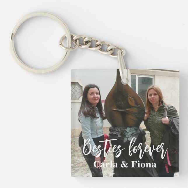 Photo Besties Best Friends Acrylic Square Keychain (Front)