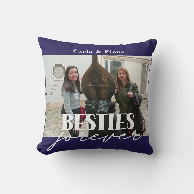 Photo Besties Best Friends Gift Throw Pillow (Front)