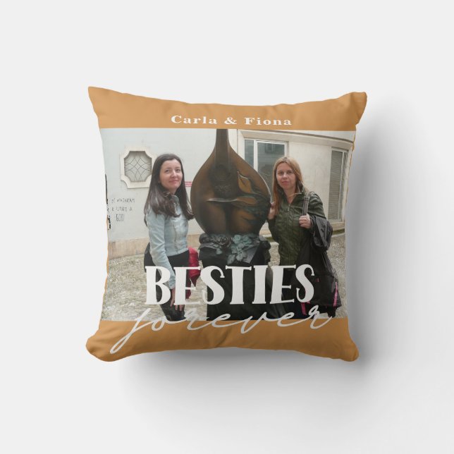 Photo Besties Best Friends Gift Throw Pillow (Front)