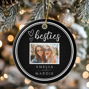Photo Besties Modern Minimal Black and White Ceramic Tree Decoration