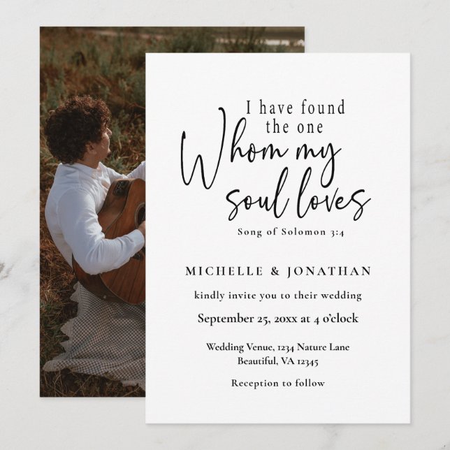 Photo Bible Verse Christian Modern Wedding Invitation (Front/Back)