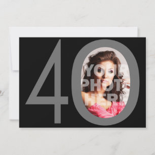 Photo Big 40 Black/Grey Birthday Party Invitations