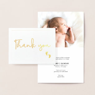 Photo Birth announcement Baby thank you gold