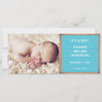 Photo Birth Announcement, Blue Letterboard Sign In