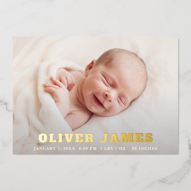 Photo Birth Announcement Card with Foil (Front)