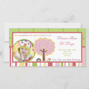 Photo Birth Announcement Love and Nature Girl Wood