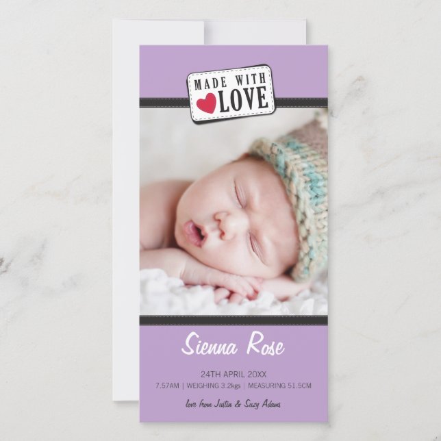 PHOTO BIRTH ANNOUNCEMENT :: made with love 4 (Front)
