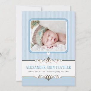 PHOTO BIRTH ANNOUNCEMENT precious baby boy blue